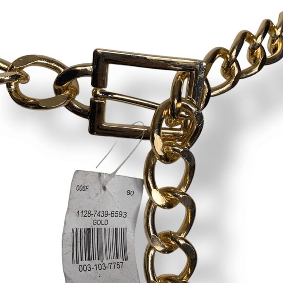 Deadstock Vintage Y2K Gold Tone Chunky Chain Belt Adjustable Statement Buckle main image 6